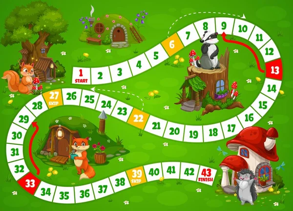 Casas Hadas Viviendas Boardgame Vector Niños Paso Juego Acertijo Con — Vector de stock