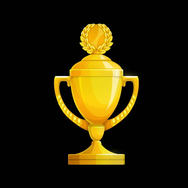 Golden Trophy Cup Icon Vector Gold Goblet First Place Winner — Stock Vector