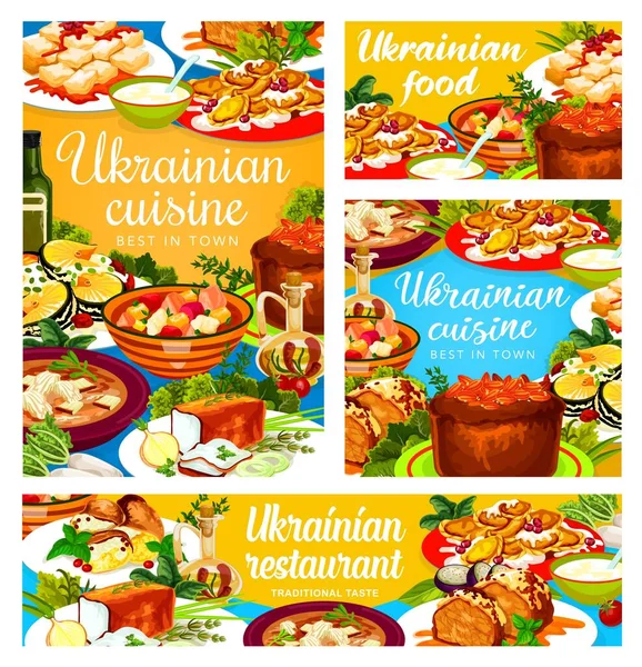 Cocina Ucraniana Vector Galushki Pollo Apuñalado Fideos Smazhenina Con Arenque — Archivo Imágenes Vectoriales
