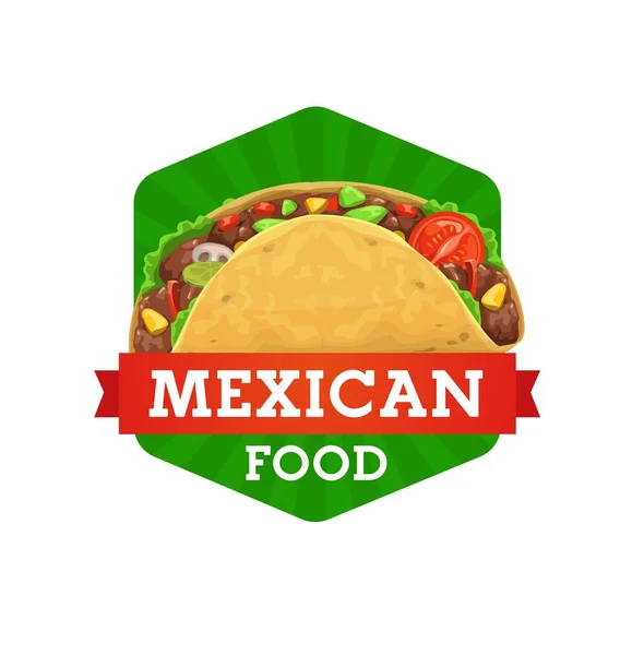 Tacos Cuisine Mexicaine Restaurant Gastronomique Icône Vectorielle Café Bistro Tacos — Image vectorielle