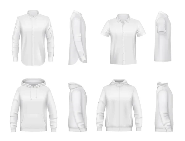 Ropa Hombre Camisa Blanca Con Mangas Largas Cortas Sudadera Con — Vector de stock