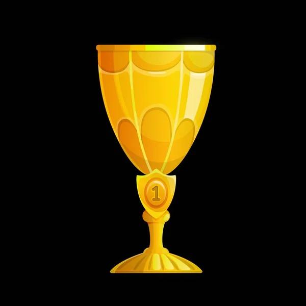 Ganador Icono Interfaz Taza Oro Trofeo Oro Vector Con Emblema — Vector de stock