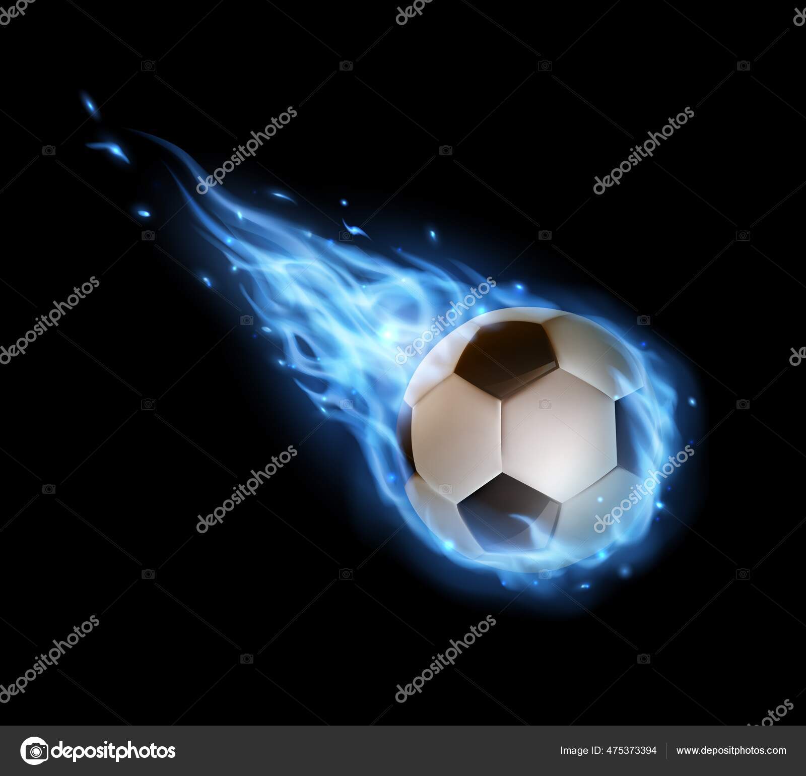 Fliegender Fußballball Mit Blauen Feuerspuren Vektor Fußballball Der  Flammen Aufgeht Stock-Vektorbild von ©VectorTradition 475373394, image size:1600x1540