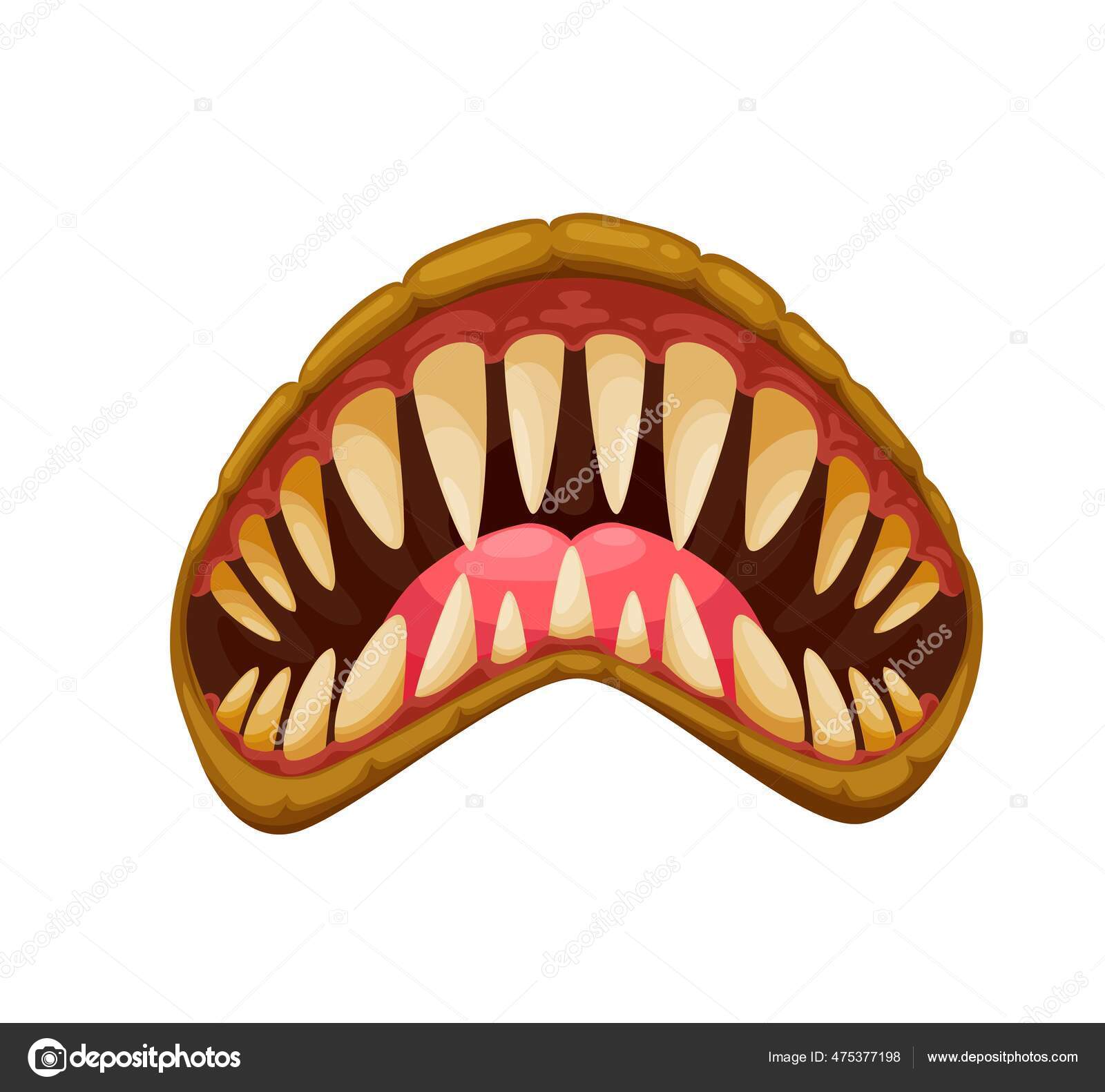 Monstro Mandíbulas Boca Língua Dentes Assustador Mal Sorriso Vetor Desenho  imagem vetorial de Seamartini© 475377198