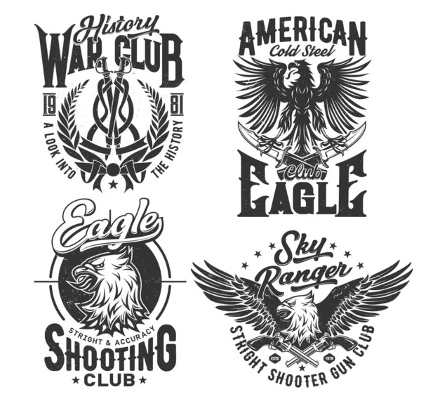 Eagle American Shirt Print Club Shooting Vector Emblem Icons Небесні — стоковий вектор