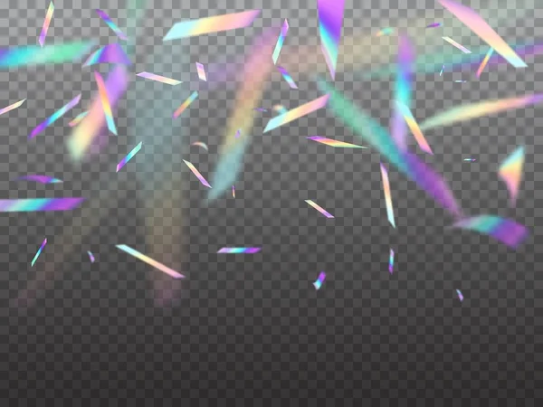 Holografische Vallende Confetti Glinstert Met Bokeh Licht Vector Hologram Iriserende — Stockvector