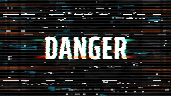 Небезпека Глюк Фону Злому Або Екрану Вірусу Вектор Викривлений Піксельний — стоковий вектор