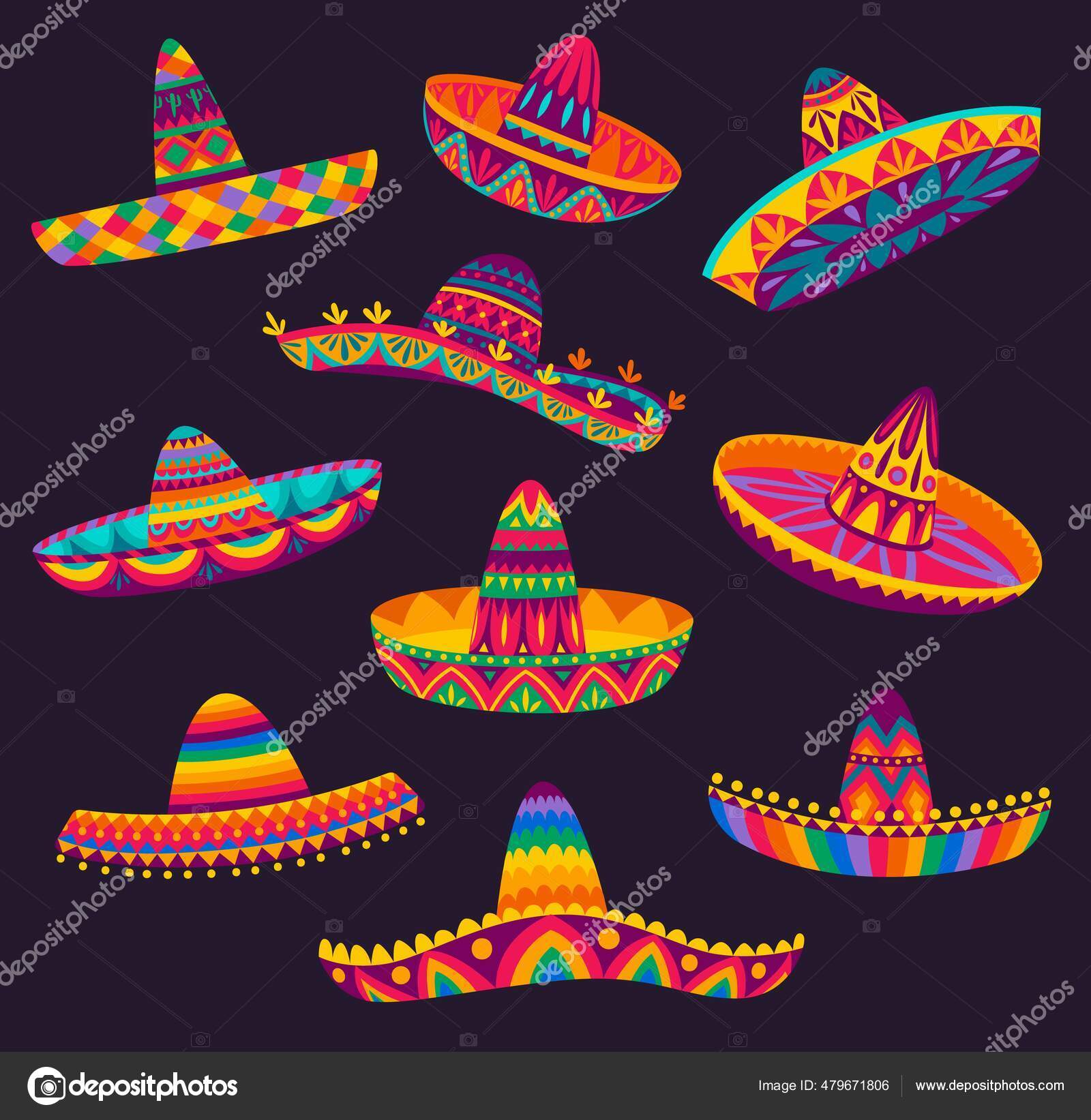 Sombrero Mexicano Dibujos Animados Sombreros Vectoriales Músicos Mariachis  Hombres Latinos vector, gráfico vectorial © Seamartini imagen #479671806