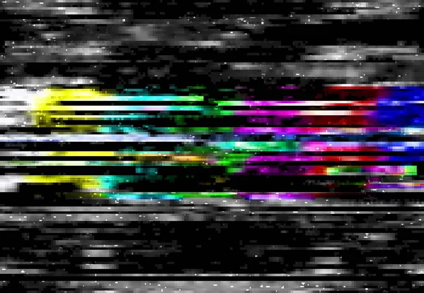 Glitch Digital Color Distortion Lines Pixel Noise Vector Vhs Background — Vetor de Stock