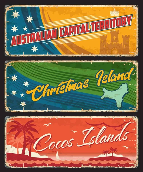 Australijskie Terytorium Stołeczne Terytoria Bożego Narodzenia Wysp Kokosowych Australia Podaje — Wektor stockowy