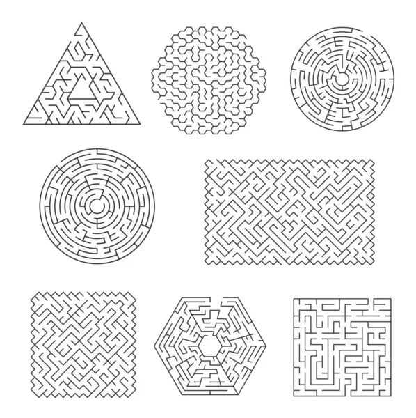 Labyrinth Maze Riddle Finding Path Exit Searching Logical Game Triangular — Vetor de Stock