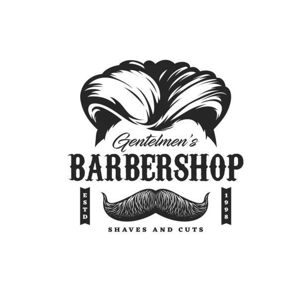 Barbershop Icoon Met Kapsel Man Baard Snorren Scheersalon Vector Barber — Stockvector