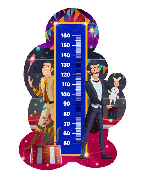 Kids Height Chart Shapito Circus Growth Measure Meter Cartoon Big — Vettoriale Stock