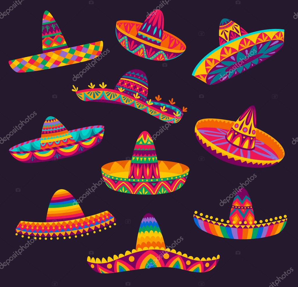 Sombrero Mexicano Dibujos Animados Sombreros Vectoriales Músicos Mariachis  Hombres Latinos Vector de Stock de ©Seamartini 479671806