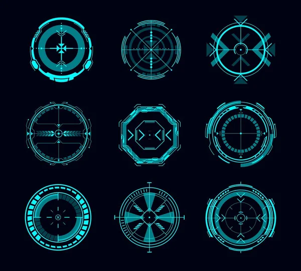 Hud 컨트롤 지향적 게임기의 Crosshair 디지털 포커스 Sci — 스톡 벡터