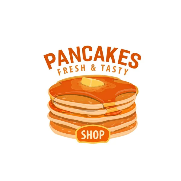 Ikon Pancake Kafe Makanan Jalanan Toko Atau Restoran Makanan Penutup - Stok Vektor