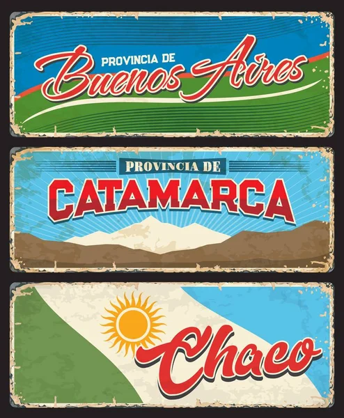 Regiony Buenos Aires Catamarca Chaco Prowincje Argentyny Vintage Wektorowe Płyty — Wektor stockowy