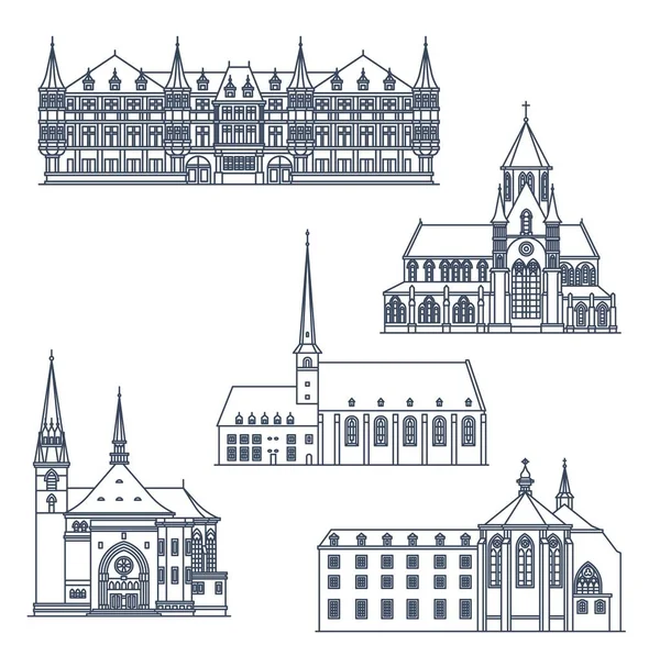 Luxembourg Landmarks Architecture Sightseeing Buildings Churches Cathedrals Luxembourg Onze Lieve — Stock Vector