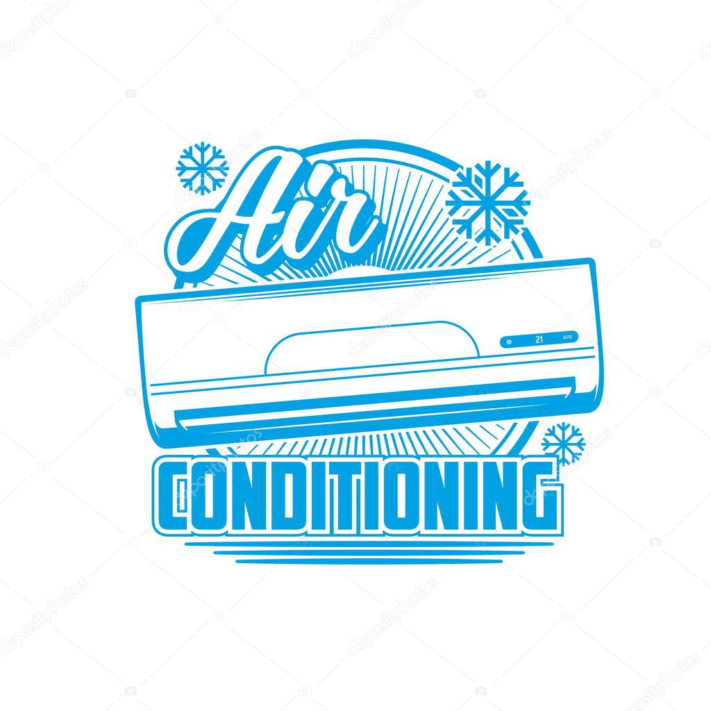 Air conditioning icon, conditioners and split systems vector emblem. Home air conditioners, cleaning and cooling ventilation appliances, air purifiers or ionizer for rooms with HEPA filters