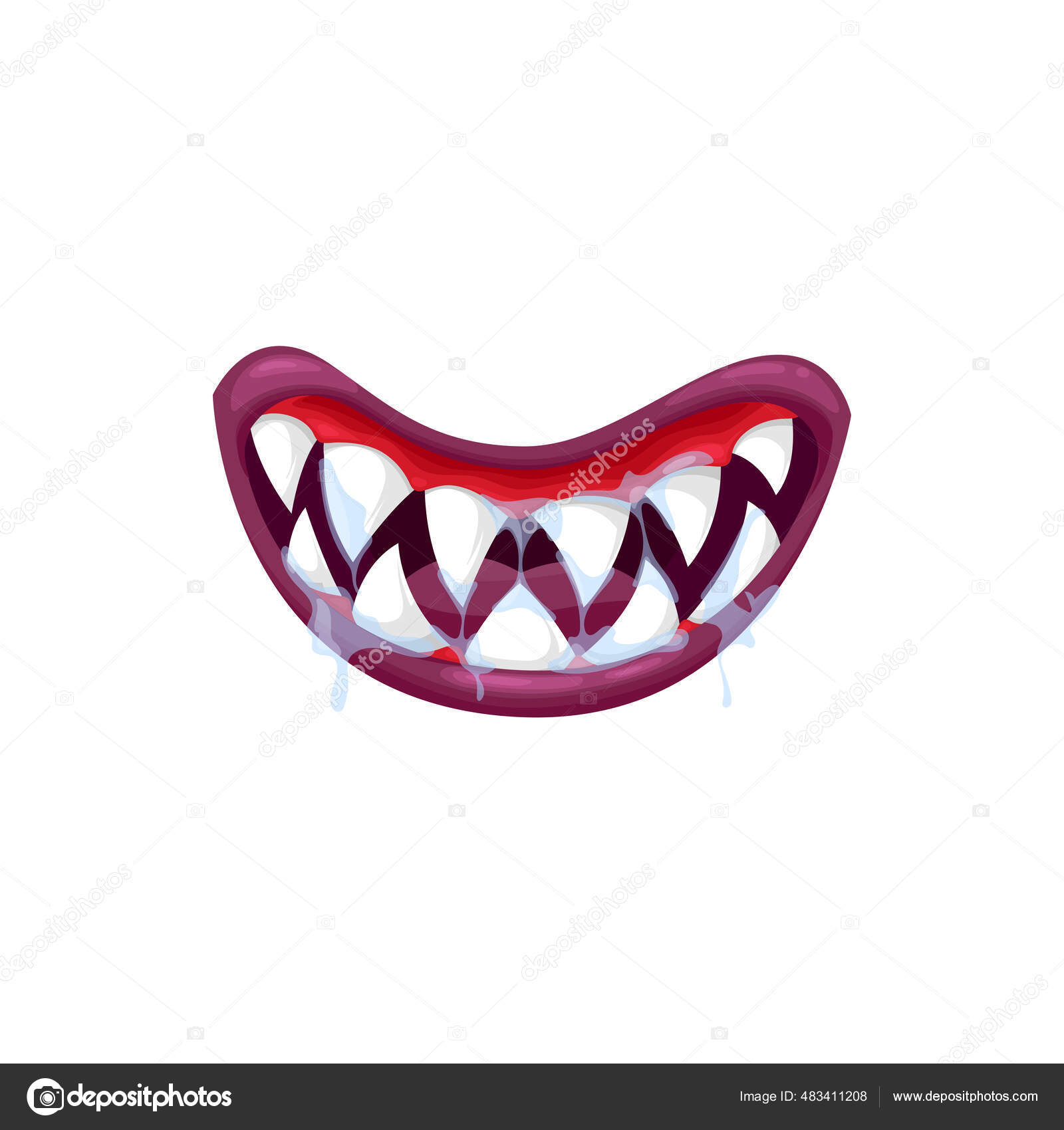 Boca Monstro Mandíbulas Dentes Desenhos Animados Línguas Rostos Halloween  Vetor imagem vetorial de Seamartini© 508289106