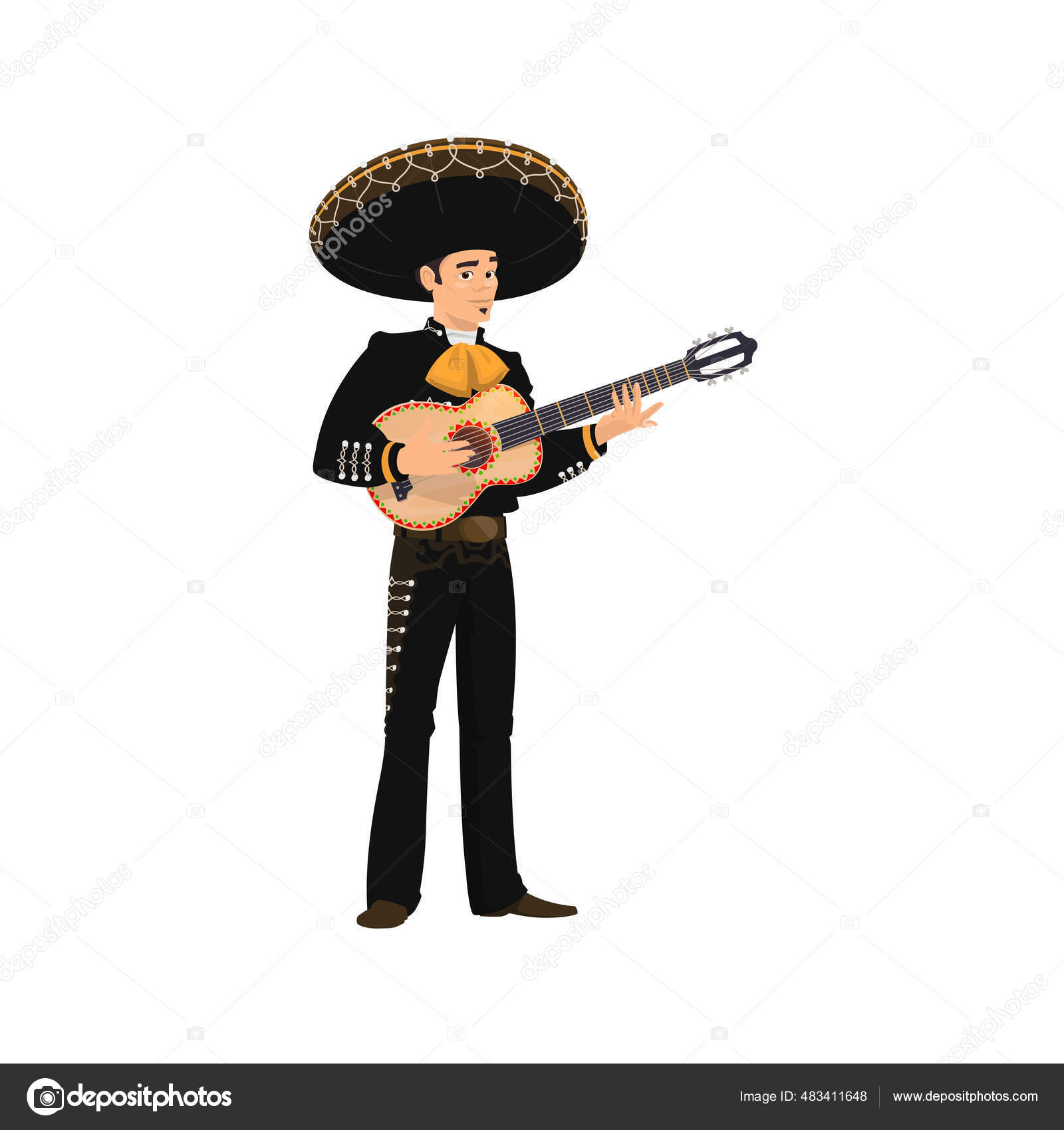 Karnevalsmusiker Mariachi Spiller Guitar Isoleret Vector Spansk Guitarist  Latino Street Stockvektor af ©VectorTradition 483411648, image size:1600x1700