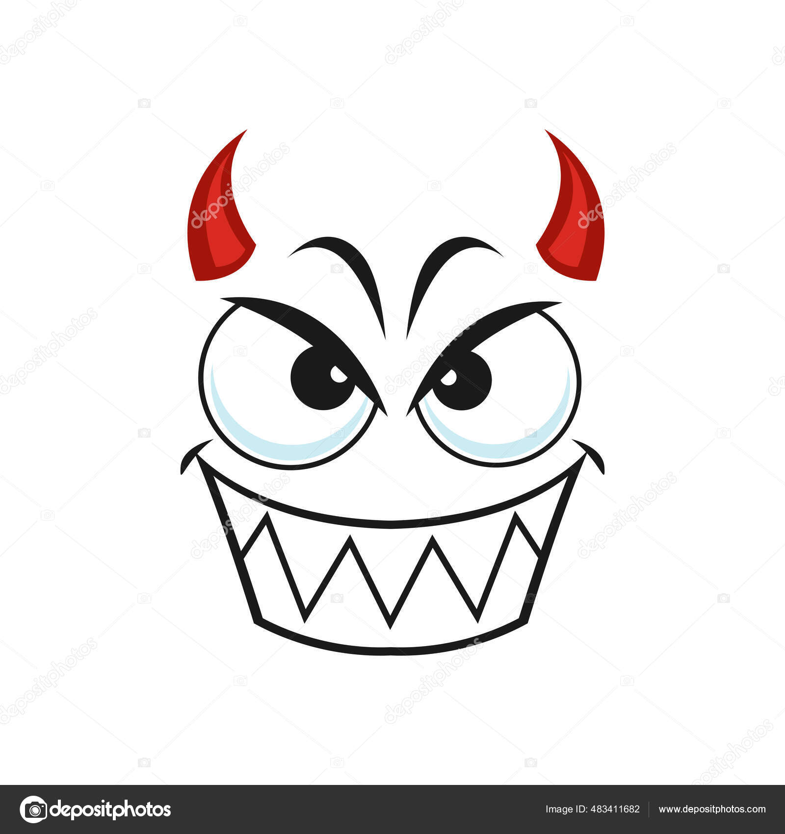 Cone De Vetor Isolado De Rosto De Monstro, Emoji De Desenho Animado De  Demônio Irritado, Emoção De Criatura Assustadora De Halloween. Demônio  Gritante Com Presas Afiadas E Olhos Vermelhos Assustadores Royalty Free