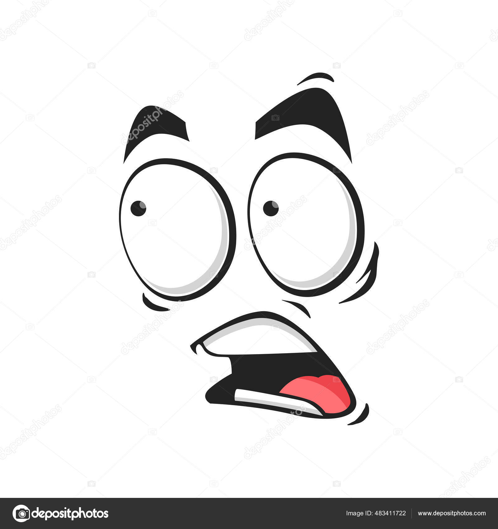 Cartoon face vector icon, frightened funny emoji, scared facial