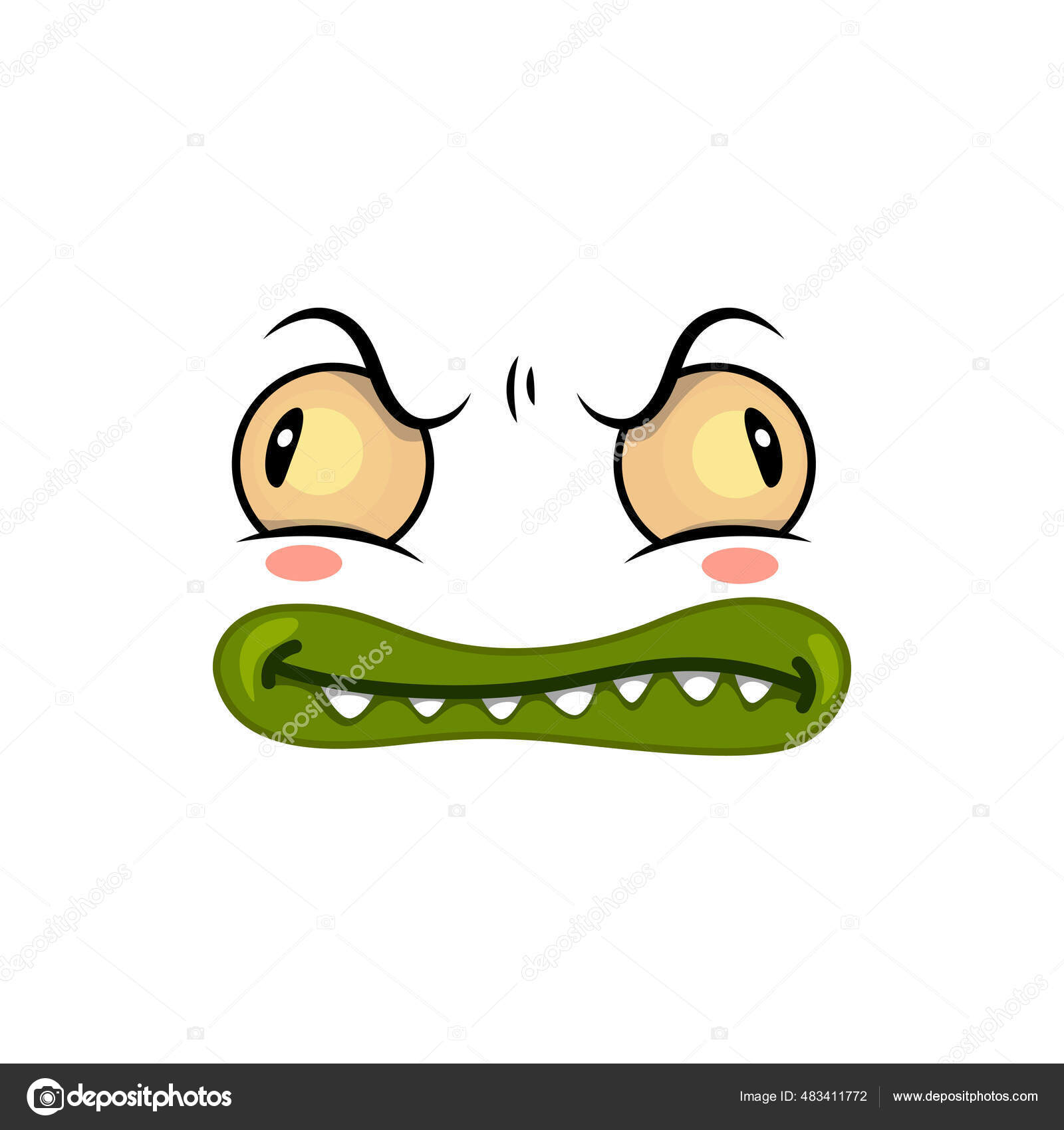 Cartoon Face Frightened Emoji Vector Scared Facial Expression Wide