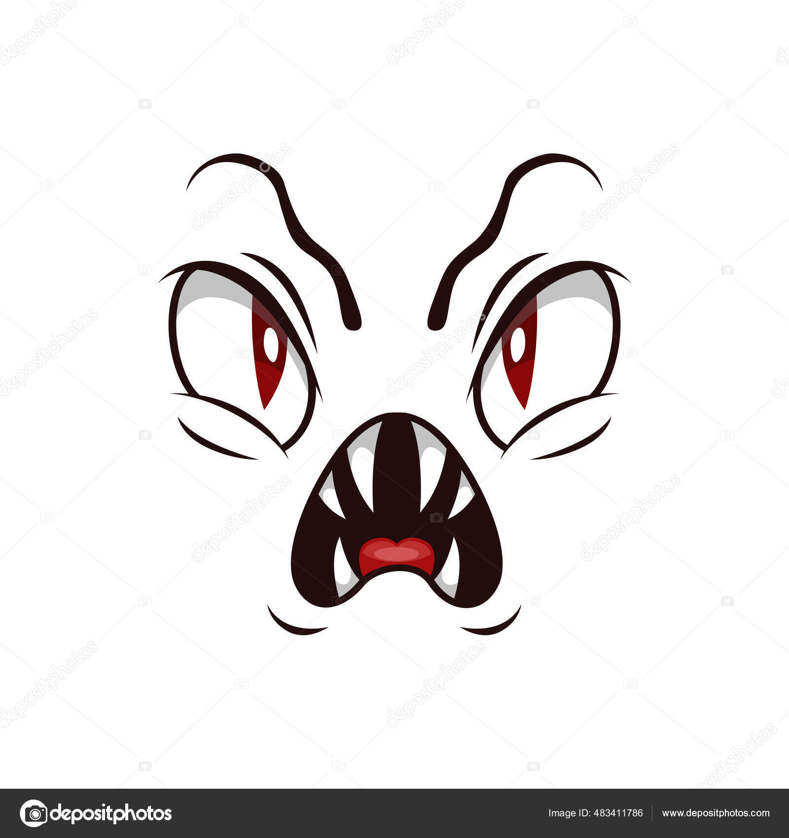 Ícone Vetor Desenho Animado Rosto Monstro Emoção Criatura