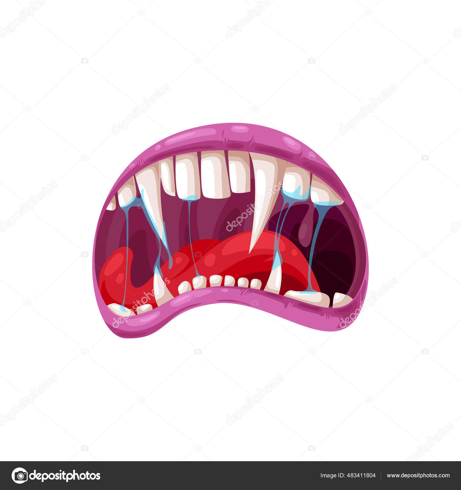 Ilustração de dentes de vampiro assustador