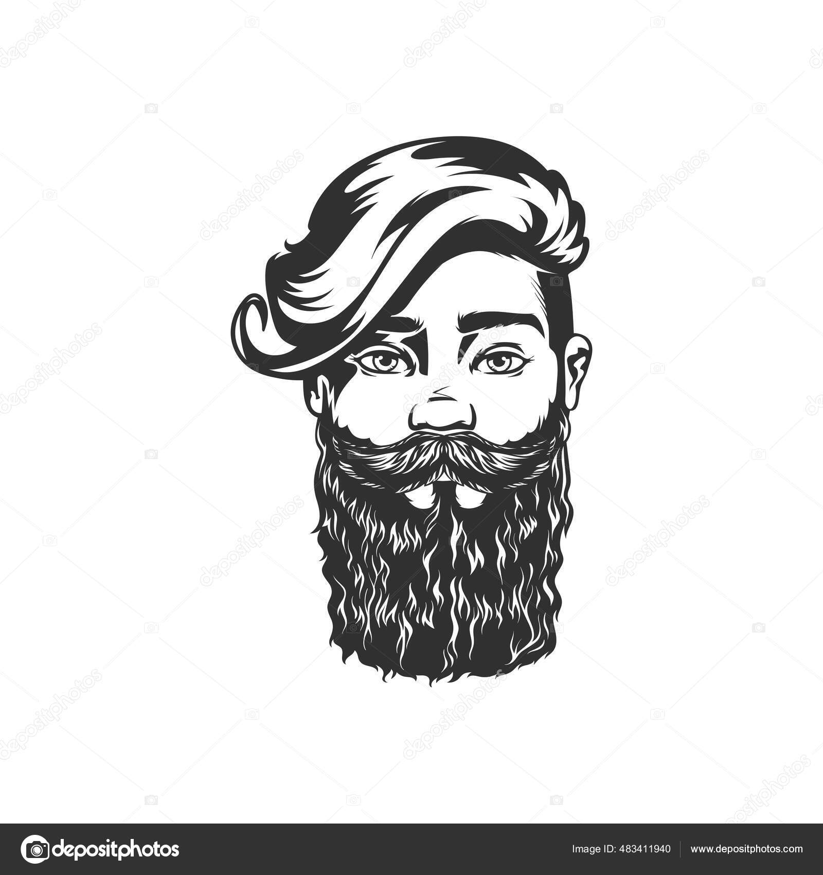 Hombre Guapo Con Peinado Elegante Retrato Hipster Brutal Aislado Icono  vector, gráfico vectorial © Seamartini imagen #483411940