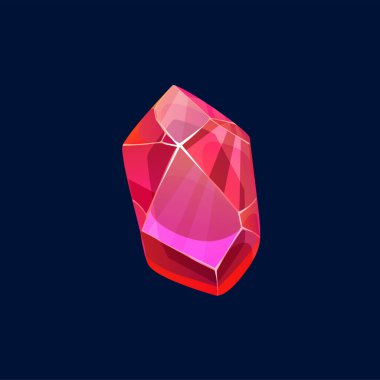 Kırmızı sihirli kristal, mücevher taşıyıcı ikon yarı değerli ya da değerli ham kaya, izole edilmiş mineral kristal taş ya da değerli yakut, turmalin, spinel ya da ateş opali. Nar, mücevher, organik çizgi film sembolü.
