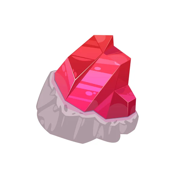 Czerwony Magiczny Kryształ Cenna Skała Lub Klejnot Odizolowany Kryształ Mineralny — Wektor stockowy