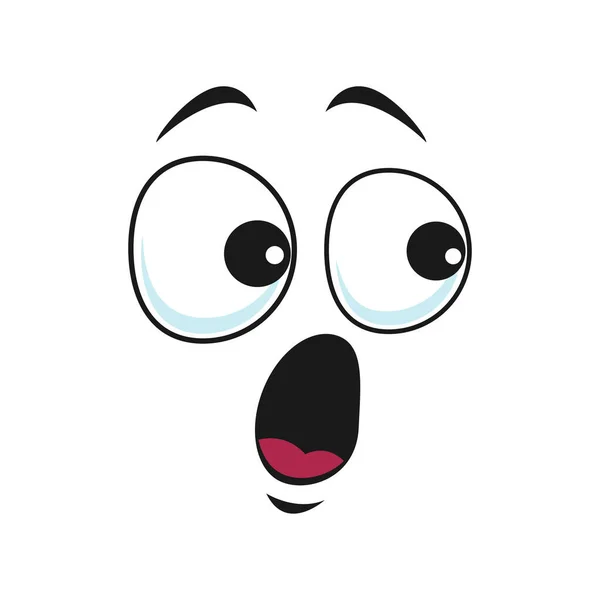 Cartoon face frightened emoji, vector scared facial expression