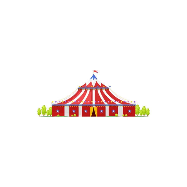 Canopy Chapiteau Itinerante Antiguo Circo Shapito Con Bandera Parte Superior — Vector de stock