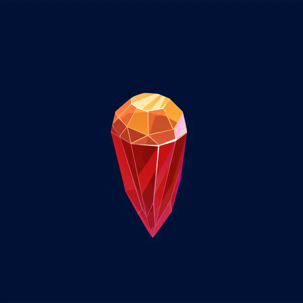 Magic Crystal Vector Icon Rock Gem Stone Red Orange Color — Stock Vector