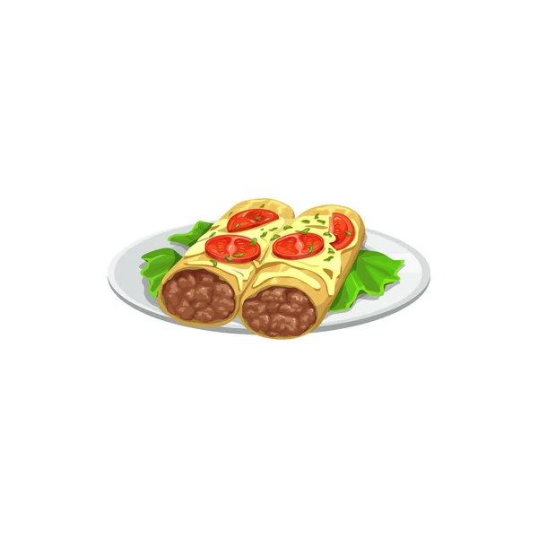 Burrito Bocadillos Menú Comida Rápida Sándwiches Vector Icono Aislado Comida — Archivo Imágenes Vectoriales