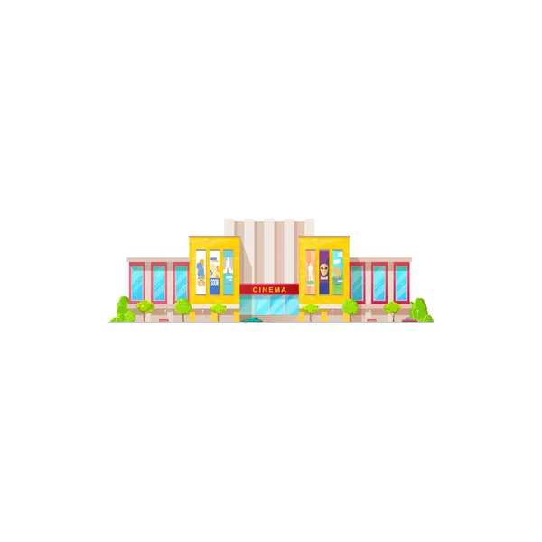 Икона Здания Кинотеатра Внешний Передний Фасад Кинотеатра Вектор Современное Кино — стоковый вектор