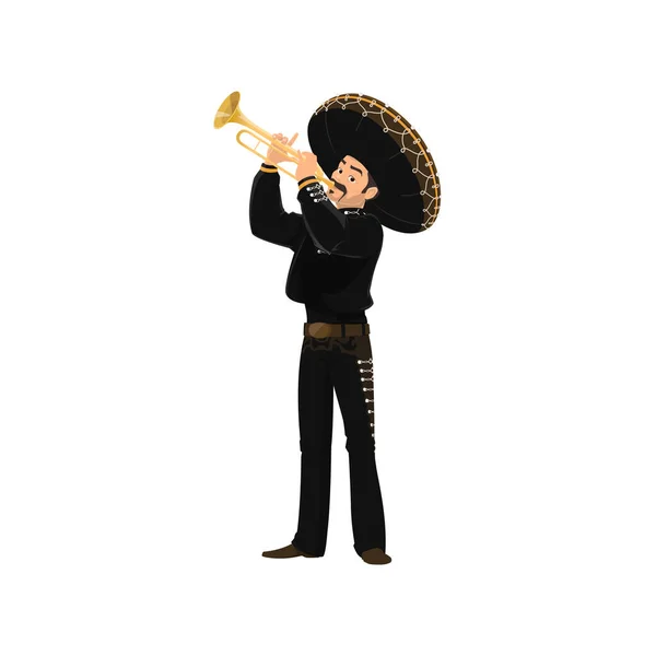 Mariachi Musicista Messicano Che Suona Tromba Uomo Spagnolo Vettoriale Costume — Vettoriale Stock