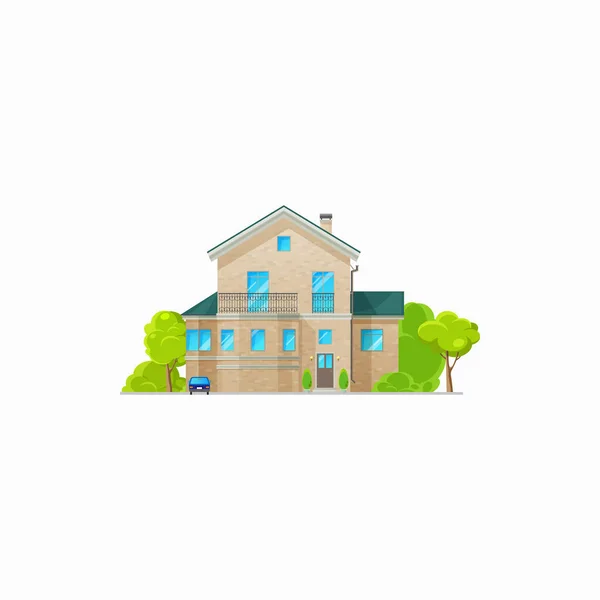 Modern House Balcony Windows Isolated Villa Icon Vector Real Estate — Stock Vector