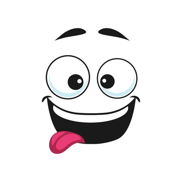 Cara Desenho Animado Emoji Vetor Sorriso Feliz Com Boca Aberta —  Vetores de Stock