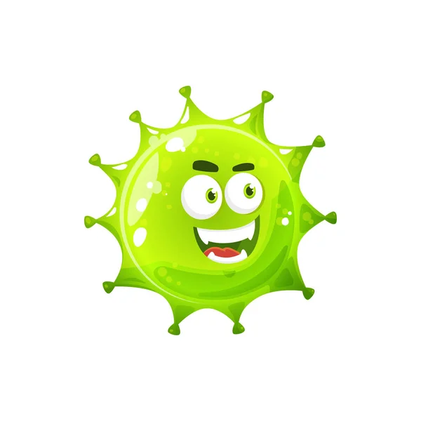 Personaggio Batterico Microrganismo Con Grandi Occhi Isolati Cellula Batterica Arrabbiata — Vettoriale Stock