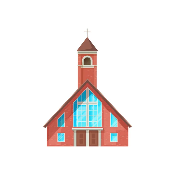 Katholische Kirche Bauvektorsymbol Kathedrale Kapelle Und Klosterfassade Aus Rotem Backstein — Stockvektor