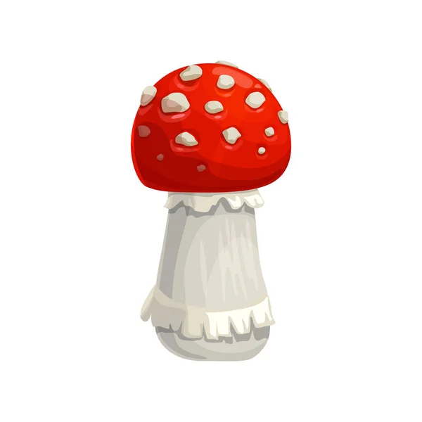 Mushroom Amanita Vector Icono Caricatura Mosca Agárica Planta Forestal Tóxica — Vector de stock