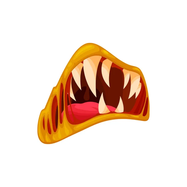 Monster Mouth Vector Icon Creepy Zombie Alien Roar Jaws Sharp — Stock Vector