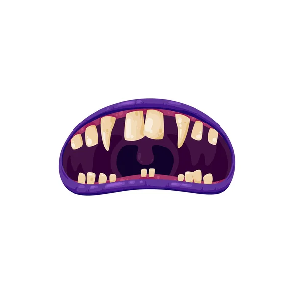 Vampirmund Mit Reißzähnen Vektor Symbol Cartoon Monster Brüllen Beängstigende Kiefer — Stockvektor