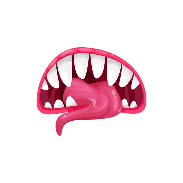 Monster Mouth Vector Icon Espeluznante Gritando Mandíbulas Bestia Con Dientes — Archivo Imágenes Vectoriales