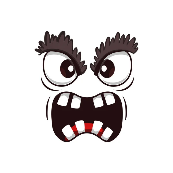 Monster Face Cartoon Vector Icon Yelling Creepy Creature Emotion Hairy — Stock Vector