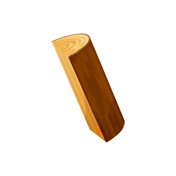 Oak Pine Timber Lumber Stick Isolated Flat Cartoon Icon Vector — Stock Vector