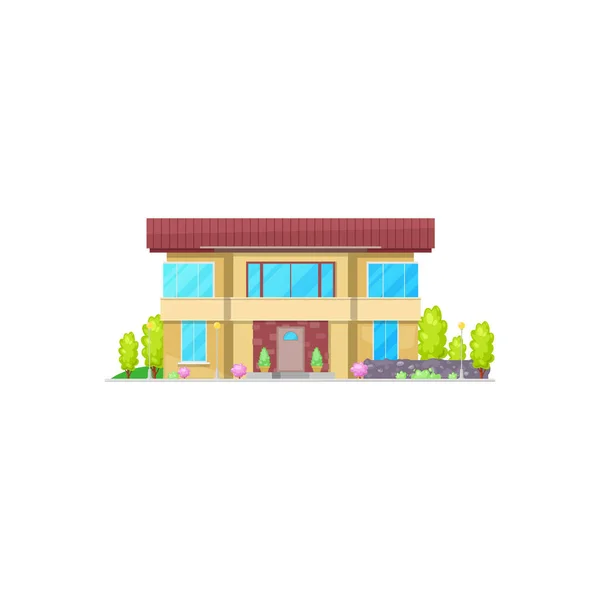 Cottage House Facade Exterior Isolated Cartoon Building Vector Real Estate — Stock Vector